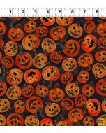 Emerald Hollow: Pumpkins Black -- Clothworks y4828-3 