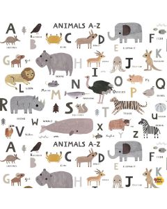Noah's Ark: Animals A-Z -- Dear Stella Fabrics stella-dlt3551 white