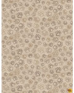 I Love My Dog: Dog Paw Prints Natural -- Timeless Treasures Fabric dog-c8556 natural - presale April/May