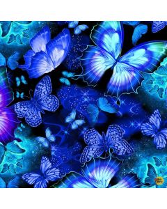 Cosmic Butterfly: Night Sky Butterflies Fantasy -- Timeless Treasures Fabrics butterfl-cd1835 midnight - 3 yards 8" remaining