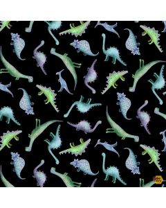 Dino-Mite: Tossed Dinosaurs Black -- Timeless Treasures Fabrics dino-cd2427 black