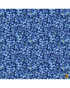 Summer Picnic: Packed Blueberries - Timeless Treasures Fabric Fruit-cd1748 blue