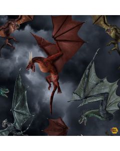 Dragon's Lair: Dragon's Battle Grey -- Timeless Treasures Fabrics fun-cd2494 grey