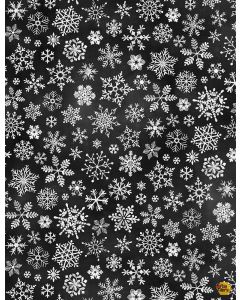 Gnome for the Holidays: Chalkboard Snowflakes -- Timeless Treasures gail-cd1483 black 