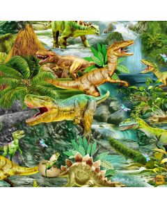 Dino Roars: Dinosaurs Waterfall -- Timeless Treasures Fabrics Michael-CD2408 multi