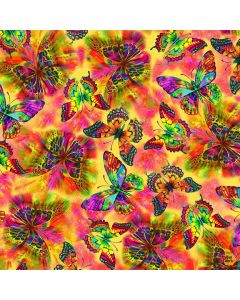 Nature's Glow: Flying Electric Butterflies -- Timeless Treasures Fabrics nature-cd2153 electric