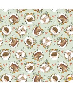 Into The Woods: Forest Animals Foliage Head -- Timeless Treasures Fabrics nature-cd2259 sage 