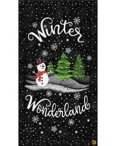 Gnome for the Holidays: Winter Wonderland Panel (2/3 yard) -- Timeless Treasures panelgc-cd2037 black 