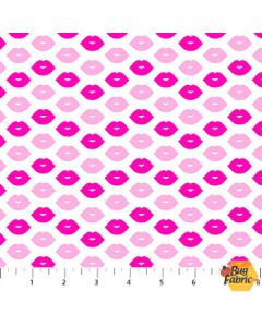 Flirty Celebrations: Kisses Lips Pink -- Northcott/Patrick Lose Fabrics 10133-23