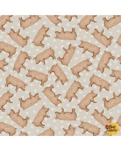 A Beautiful Day: Tossed Pigs Beige - Henry Glass Fabrics 1094-44