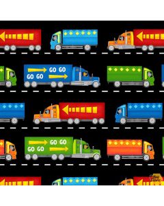 Go-Go: Trucks on Road -- Henry Glass Fabrics 1134-99 black