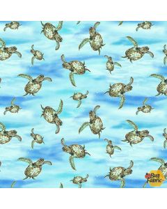 Turtle March: Small Turtles Sky Blue - Henry Glass Fabrics 1141-11