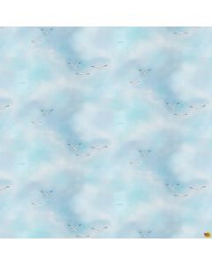 Turtle March: Cloud Texture with Seagulls - Henry Glass Fabrics 1145-11