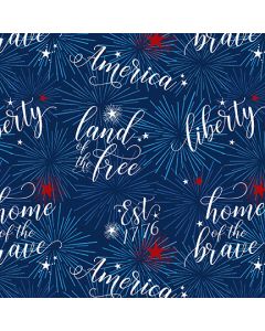 One Nation: Tossed Words Blue -- Henry Glass Fabrics 119-70