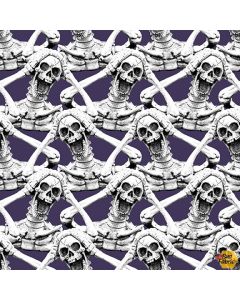Hocus Pocus Halloween Glow -- Screaming Skeletons Glow in the Dark -- Blank Quilting 1578g-55 purple