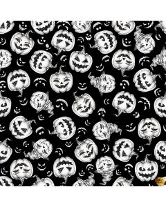 Hocus Pocus Halloween Glow -- Tossed Pumpkins Glow in the Dark -- Blank Quilting 1582-99 black
