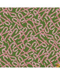 Gingerbread Factory: Tossed Candy Canes Green -- Blank Quilting 1619-66