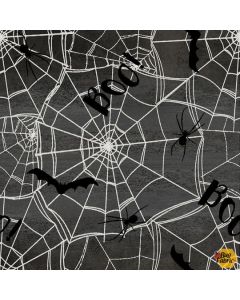 Spooky Night: Spider Webs Charcoal -- 3 Wishes Fabrics 18112 charcoal