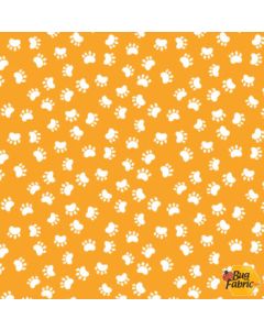 Kitty the Cat: Paw Prints Orange  -- Susy Bee Fabrics 20393-430 