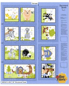 Barnyard Blues: Soft Storybook Panel (1 yard) -- Susy Bee Fabrics 20414-760