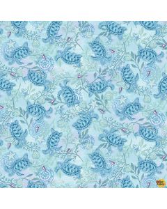 Salt & Sea: Sea Turtles Light Blue -- Henry Glass Fabrics 219-11 -- 2 yards 12" remaining
