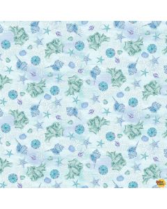 Salt & Sea: Small Shell Allover Blue -- Henry Glass Fabrics 220-11