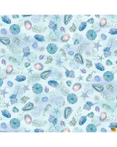 Salt & Sea: Shells and Seahorses Light Blue -- Henry Glass Fabrics 221-11