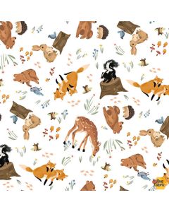 Forest Critters: Tossed Woodland Animals -- Blank Quilting 2333-41 ivory - 2.75 yards + FQ remaining