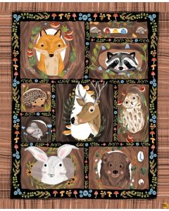 Forest Critters: Woodland Animal Panel (1 yard) -- Blank Quilting 2337p-39 brown