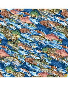 Reel Fun: Fish Collage Blue -- Blank Quilting 2392-70