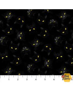 Black Cat Capers: Cat's Eyes -- Northcott Fabrics 24120-99 - 1 yard 26" remaining