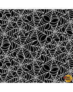 Boo! Spider Web Black (Glow in the Dark) -- Henry Glass Fabrics 244g-99 black