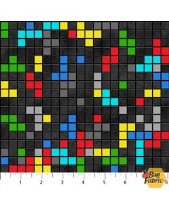 Gaming Zone: Gaming Tetris Blocks Black -- Northcott Fabrics 24573-99