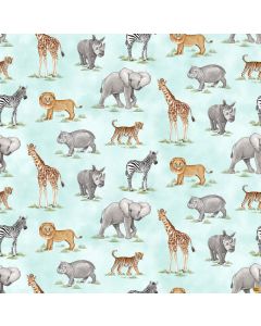 Baby Safari: Baby Animals Turquoise -- Northcott Fabrics 24672-63