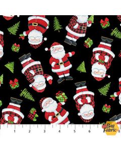 Santa's Tree Farm: Santa Toss Black  -- Northcott Fabrics 24733-99