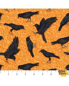 Candelabra: Raven Toss Orange Black -- Northcott Fabrics 24763-55