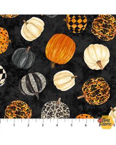 Candelabra:  Pumpkin Toss Black Multi -- Northcott Fabrics 24764-99 - 35" remaining