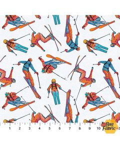 Freestyle Skiing: Skiers White -- Northcott Fabrics 24865-10