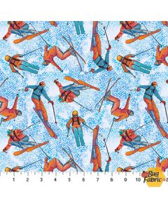 Freestyle Skiing: Skiers Blue  -- Northcott Fabrics 24865-44