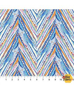 Freestyle Skiing: Herringbone Blue Multi -- Northcott Fabrics 24867-44
