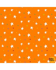 Boo! Tossed Stars Orange  (Glow in the Dark) -- Henry Glass Fabrics 248g-33 orange - 30" remaining