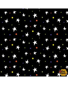 Boo! Tossed Stars Black (Glow in the Dark) -- Henry Glass Fabrics 248g-99 black - 2 yards 8" + FQ remaining