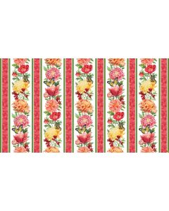 Morning Blossom: Border Stripe White Multi -- Northcott Fabrics 24918-10