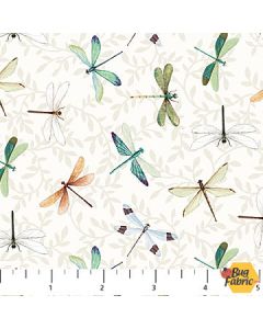 Water Lilies: Dragonfly Toss Cream -- Northcott Fabrics 25060-11 cream
