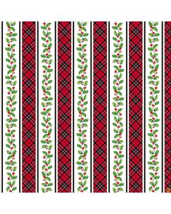 Cardinal Christmas: Holly Border Stripe -- Northcott Fabrics 25482-10 