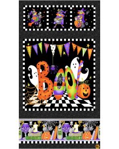 Boo! Halloween Panel (2/3 yard)  (Glow in the Dark) -- Henry Glass Fabrics 254pg-93 multi