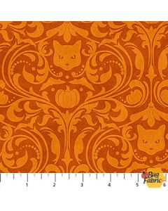 Hallow's Eve: Orange Toile Cat Pumpkin -- Northcott Fabrics 27091-54