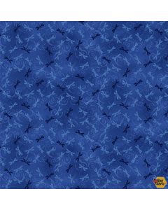 Water Lily Magic: Tiny Dragonflies Medium Blue -- Henry Glass Fabrics 2890-75 med blue