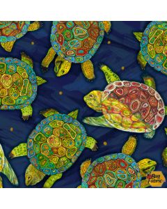 Mosaic Turtles: Turtles Navy -- QT Fabrics 29088n