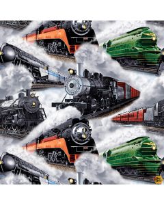 On The Right Track: Trains Gray -- Blank Quilting 3075-90